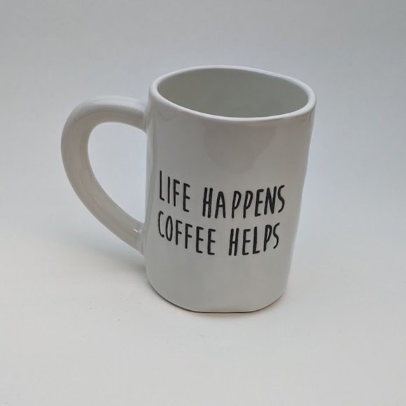 Artisan-style "Life Happens Coffee Helps" Mug - Picture 1 of 6
